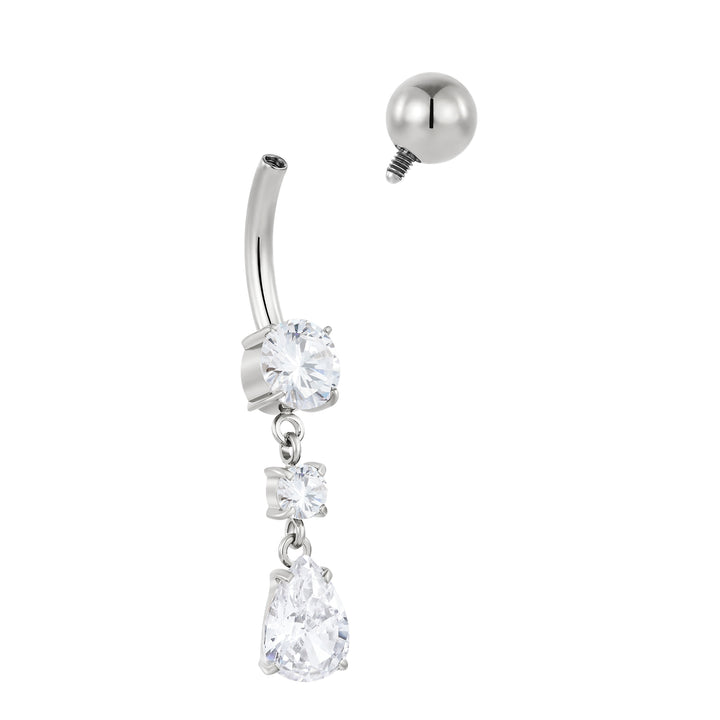 365 SLEEPERS Bauchnabelpiercing aus Titan mit Edelsteinen, G23, mit Innengewinde, 8 mm, 10 mm, 12 mm, 14 mm, 14G