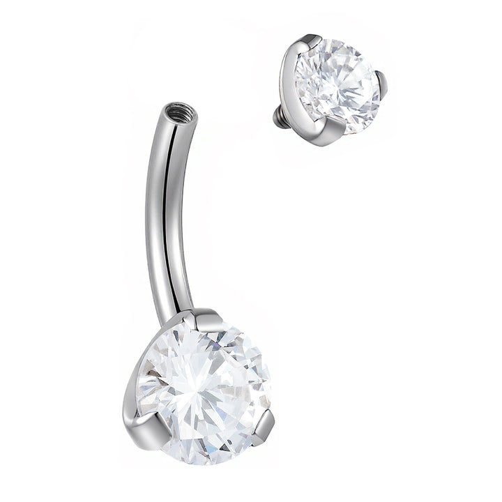 365 SLEEPERS Bauchnabelpiercing aus Titan mit Edelsteinen, G23, mit Innengewinde, 8 mm, 10 mm, 12 mm, 14 mm, 14G