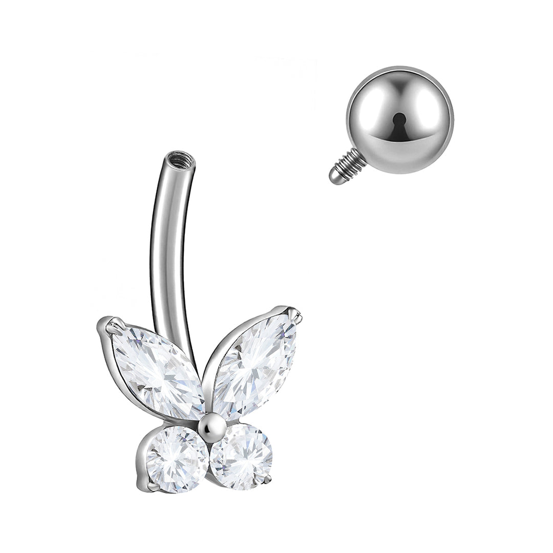 365 SLEEPERS Bauchnabelpiercing aus Titan mit Edelsteinen, G23, mit Innengewinde, 8 mm, 10 mm, 12 mm, 14 mm, 14G