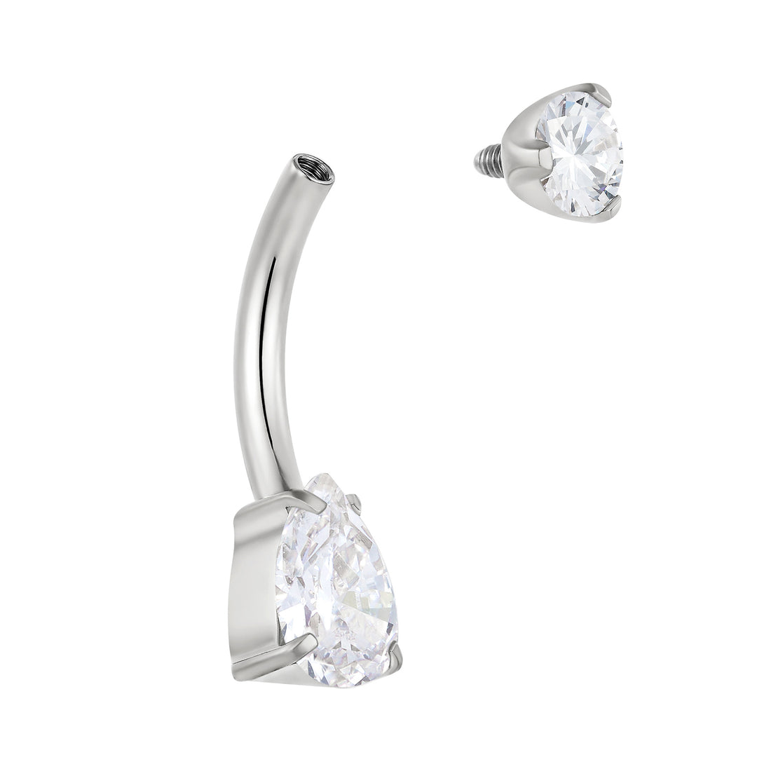 365 SLEEPERS Bauchnabelpiercing aus Titan mit Edelsteinen, G23, mit Innengewinde, 8 mm, 10 mm, 12 mm, 14 mm, 14G