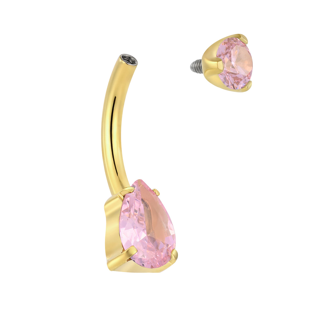 365 SLEEPERS Bauchnabelpiercing aus Titan mit Edelsteinen, G23, mit Innengewinde, 8 mm, 10 mm, 12 mm, 14 mm, 14G