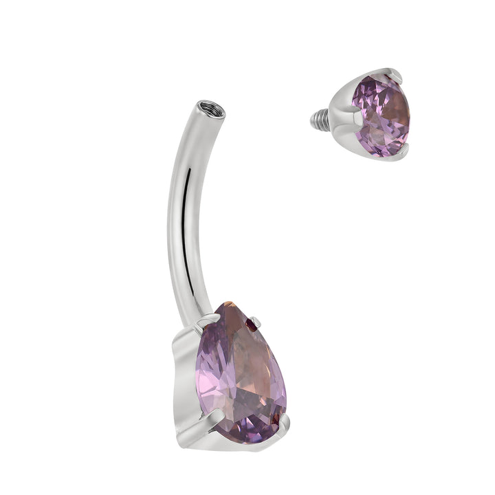 365 SLEEPERS Bauchnabelpiercing aus Titan mit Edelsteinen, G23, mit Innengewinde, 8 mm, 10 mm, 12 mm, 14 mm, 14G