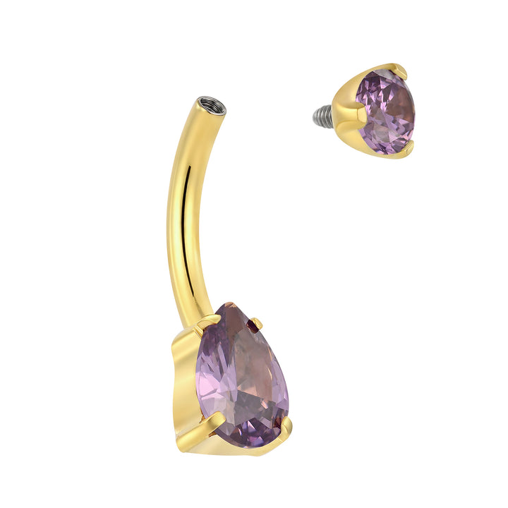 365 SLEEPERS Bauchnabelpiercing aus Titan mit Edelsteinen, G23, mit Innengewinde, 8 mm, 10 mm, 12 mm, 14 mm, 14G