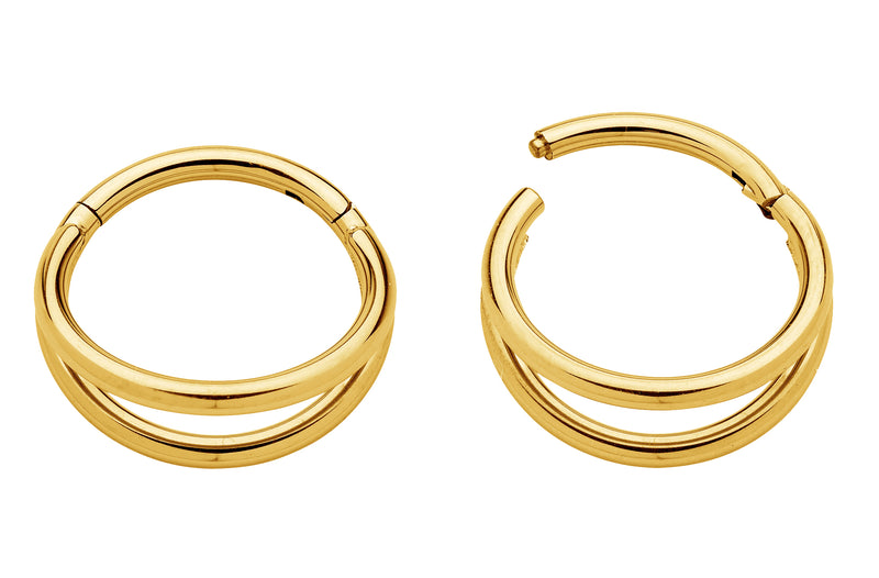 1 Pair 16G Titanium Double Hinged Hoop Segment Rings Sleeper Earrings
