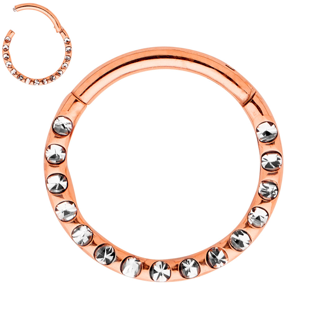 2 Pieces G23 Titanium 16G Punch Set Gem Hinged Hoop Segment Rings Sleeper Earrings 6mm - 10mm