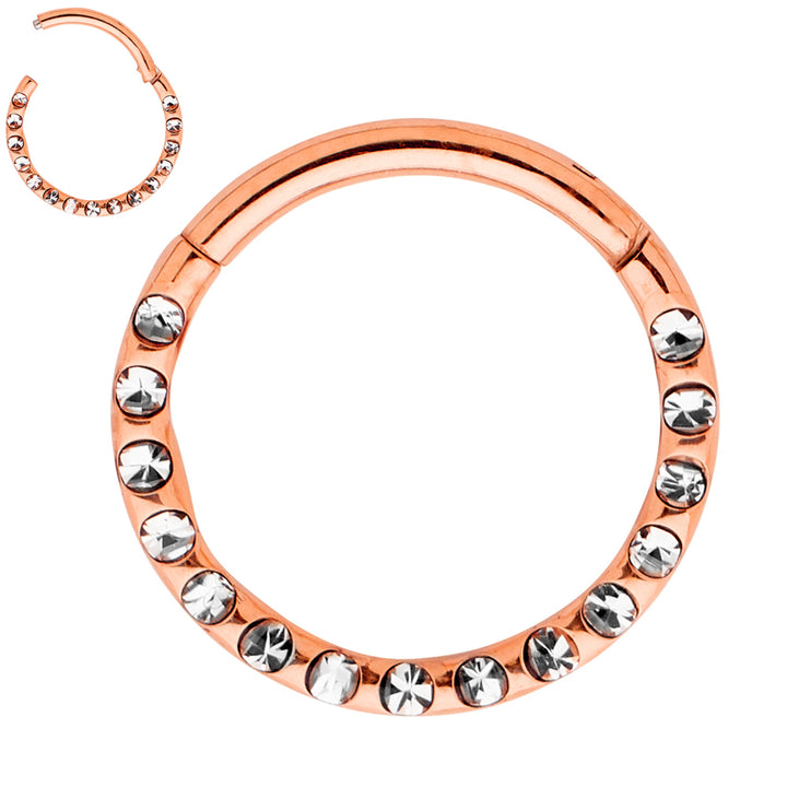 2 Pieces G23 Titanium 16G Punch Set Gem Hinged Hoop Segment Rings Sleeper Earrings 6mm - 10mm