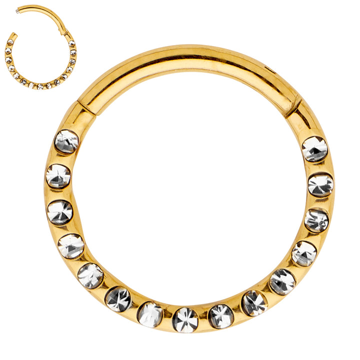 2 Pieces G23 Titanium 16G Punch Set Gem Hinged Hoop Segment Rings Sleeper Earrings 6mm - 10mm