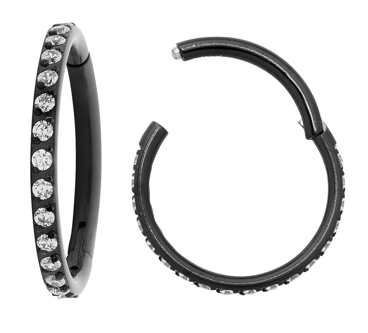 1 Paar 16G Titan Pave Edelstein Set Scharnier Creolen Segment Ringe Sleeper Ohrringe