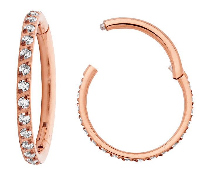 1 Paar 16G Titan Pave Edelstein Set Scharnier Creolen Segment Ringe Sleeper Ohrringe