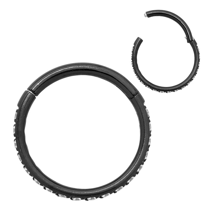 1 Paar 16G Titan Pave Edelstein Set Scharnier Creolen Segment Ringe Sleeper Ohrringe