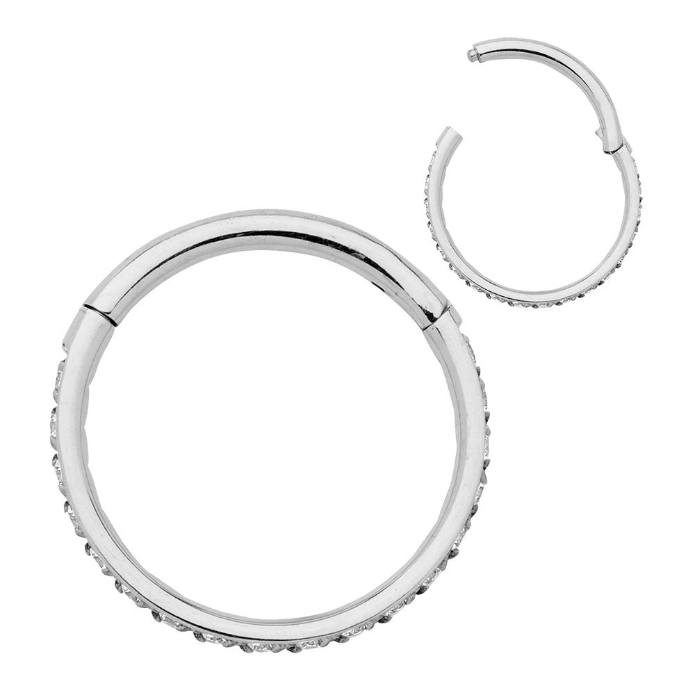 1 Paar 16G Titan Pave Edelstein Set Scharnier Creolen Segment Ringe Sleeper Ohrringe