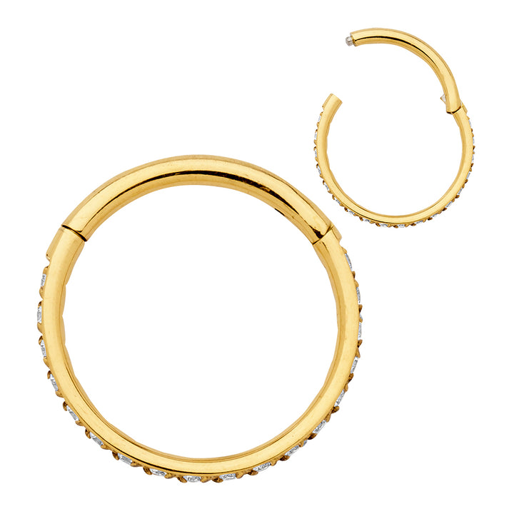 1 Paar 16G Titan Pave Edelstein Set Scharnier Creolen Segment Ringe Sleeper Ohrringe