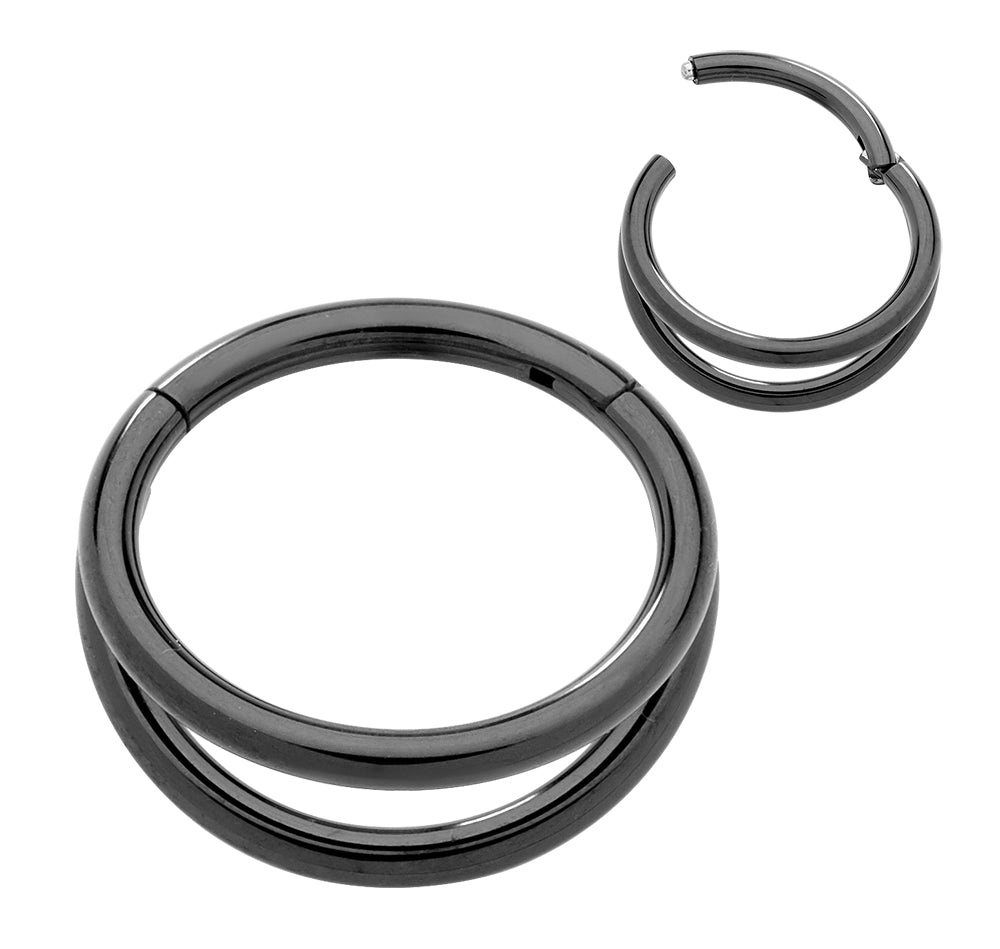 2 Pieces G23 Titanium 16G Double Hinged Hoop Segment Rings Sleeper Earrings  8mm - 12mm