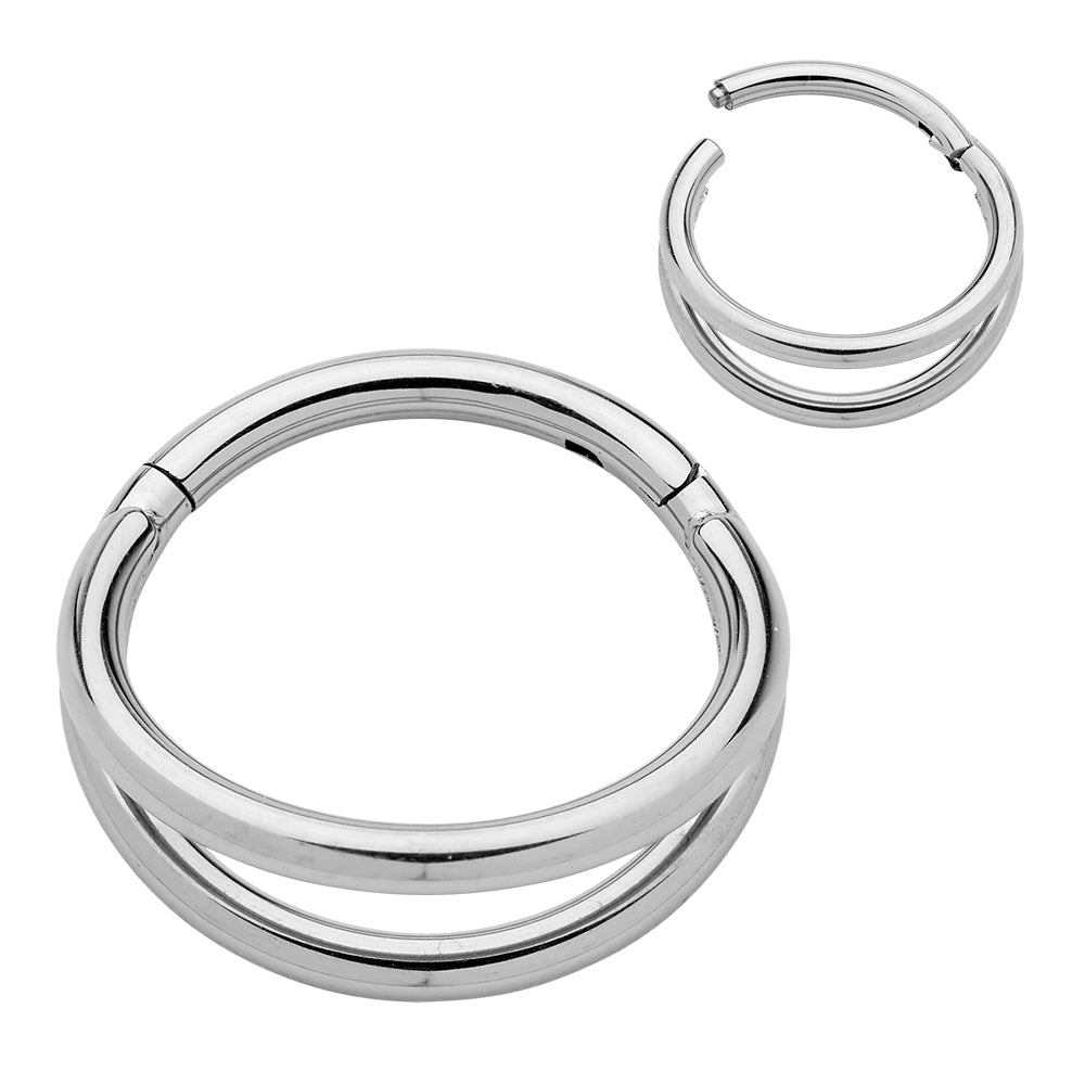 2 Pieces G23 Titanium 16G Double Hinged Hoop Segment Rings Sleeper Earrings  8mm - 12mm
