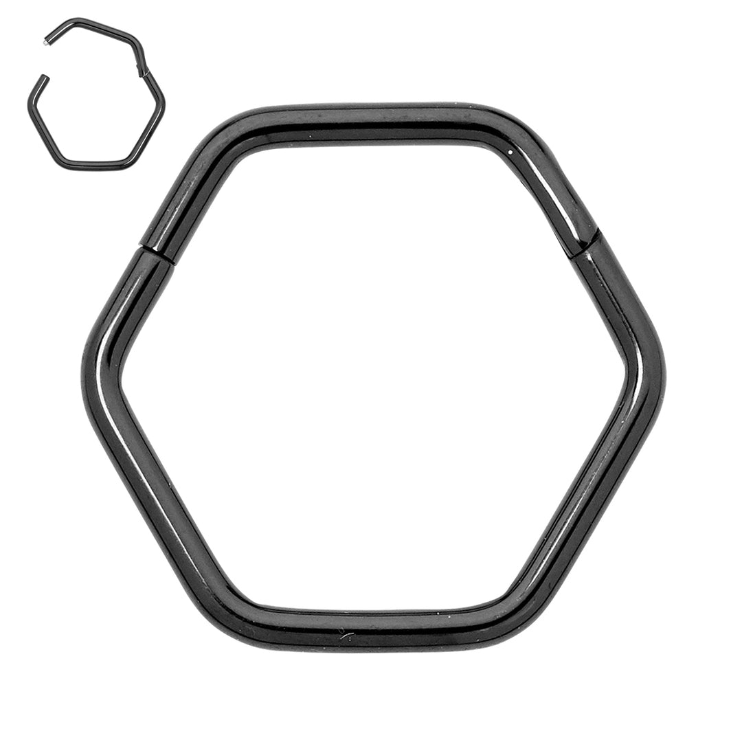 1 par de aros con segmentos de bisagra hexagonales de titanio de 18 g para dormir