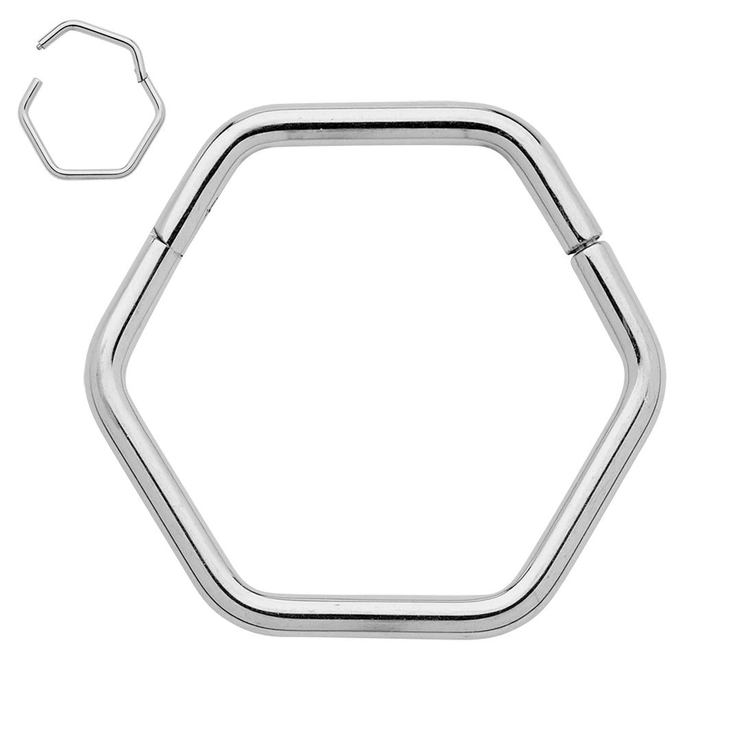1 par de aros con segmentos de bisagra hexagonales de titanio de 18 g para dormir