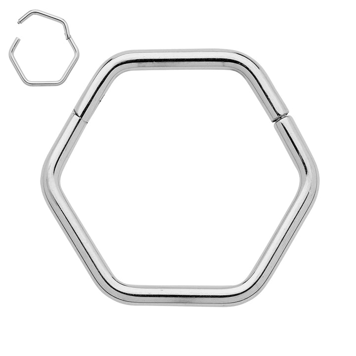 1 par de aros con segmentos de bisagra hexagonales de titanio de 18 g para dormir