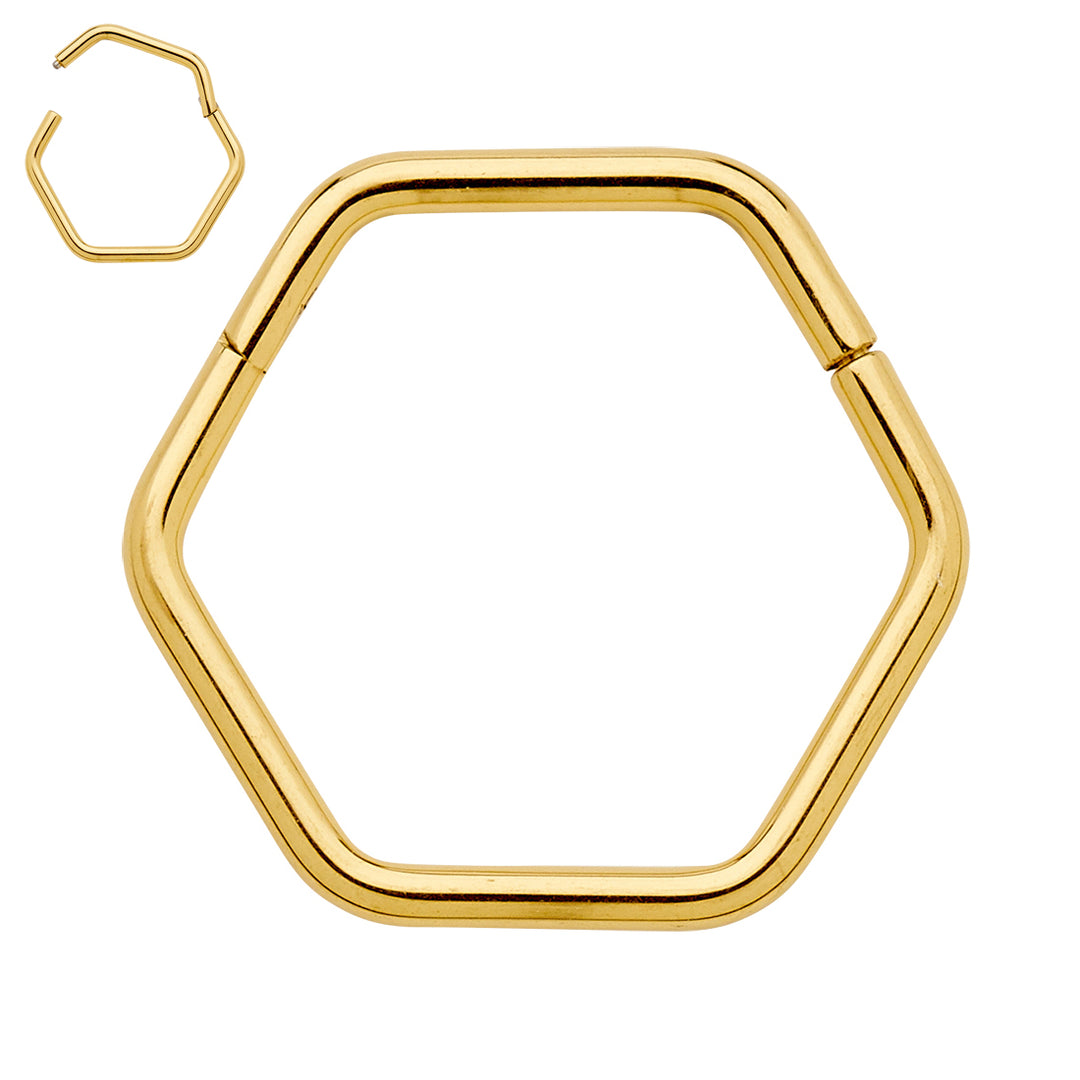 1 par de aros con segmentos de bisagra hexagonales de titanio de 18 g para dormir
