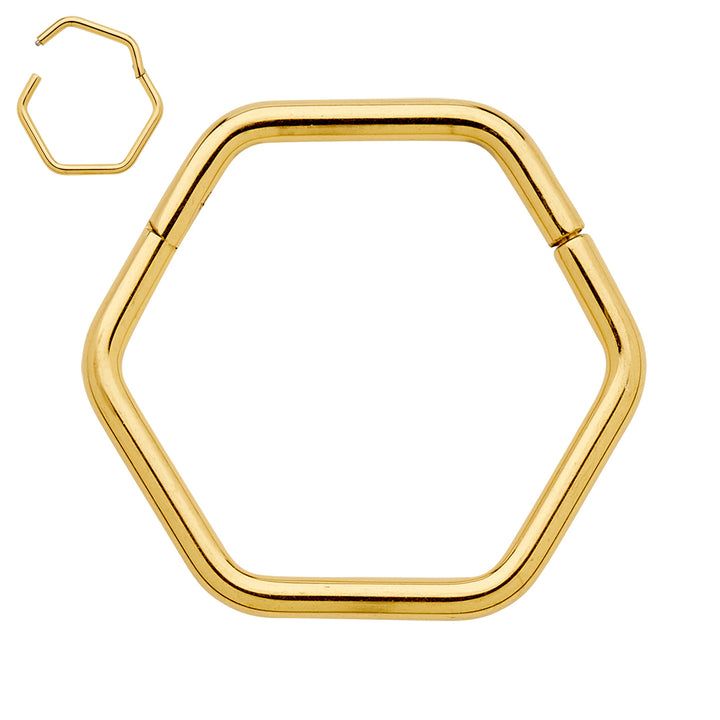 1 par de aros con segmentos de bisagra hexagonales de titanio de 18 g para dormir