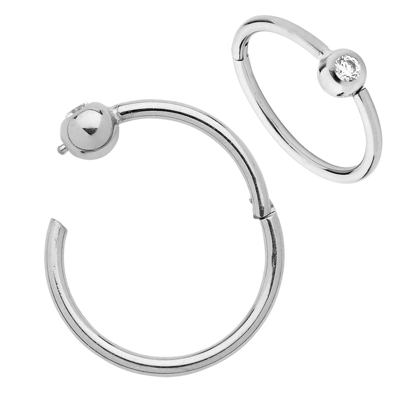 1 Piece 18G Titanium Gem BCR Ball Closure Ring Hinged Hoop Segment Ring Sleeper Earring