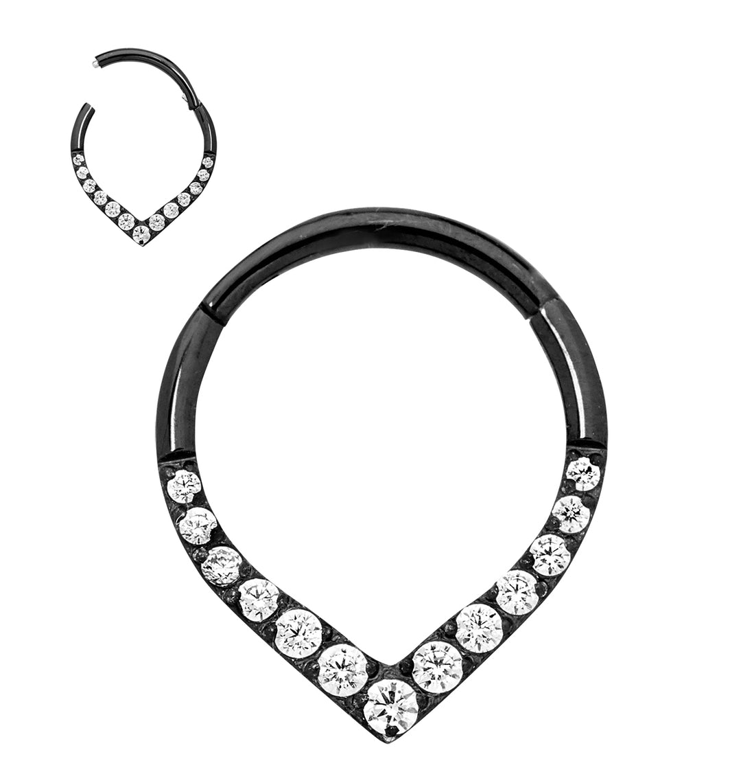 2 Pieces G23 Titanium 16G Gem Tear Drop Hinged Hoop Segment Rings Sleeper Earrings 8mm - 10mm
