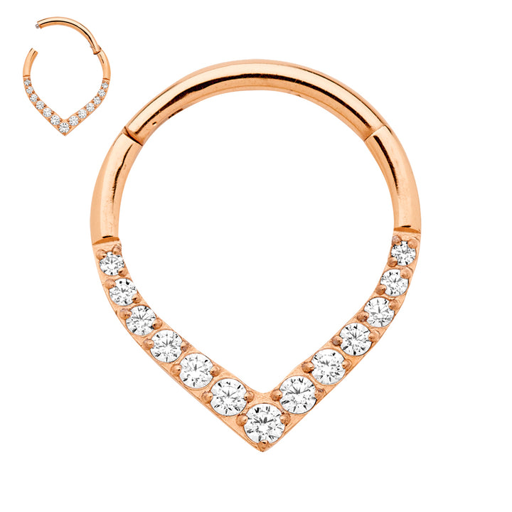 2 Pieces G23 Titanium 16G Gem Tear Drop Hinged Hoop Segment Rings Sleeper Earrings 8mm - 10mm