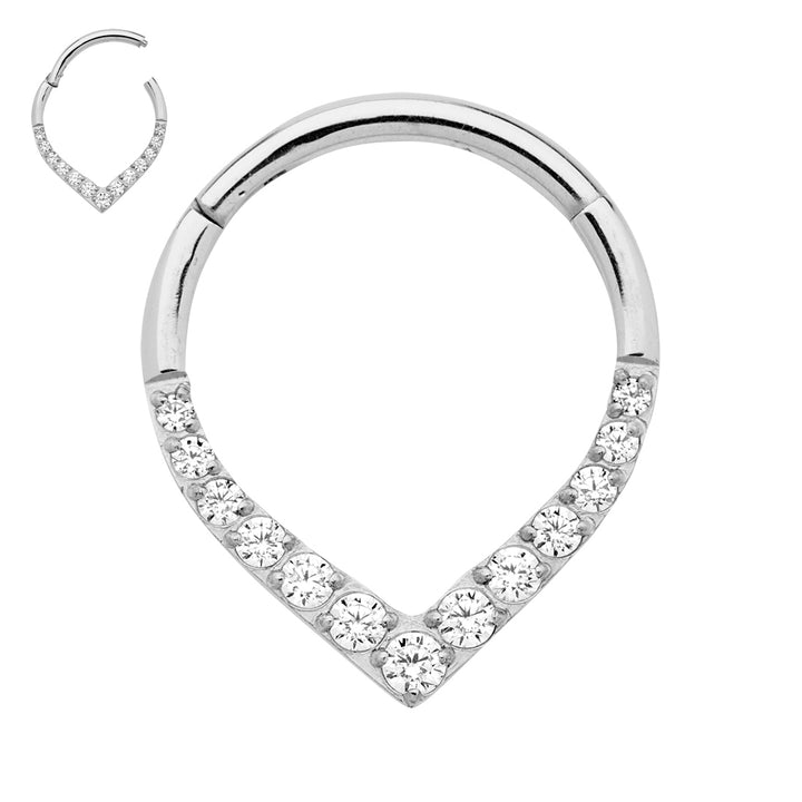 2 Pieces G23 Titanium 16G Gem Tear Drop Hinged Hoop Segment Rings Sleeper Earrings 8mm - 10mm