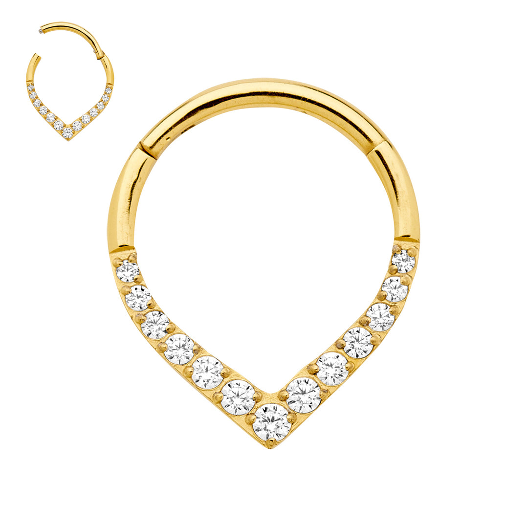 2 Pieces G23 Titanium 16G Gem Tear Drop Hinged Hoop Segment Rings Sleeper Earrings 8mm - 10mm