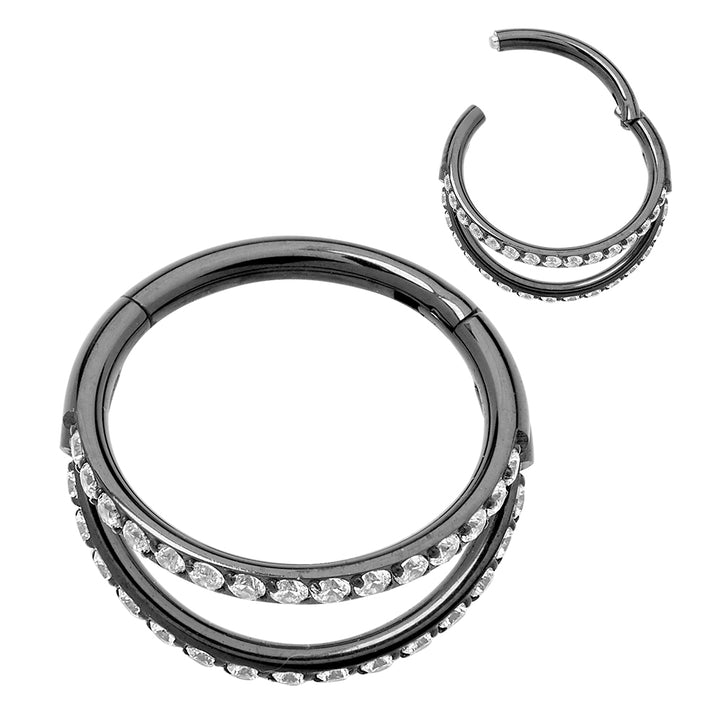 1 par de aros con segmento de bisagra de doble gema de titanio de 16 g, de 8 mm a 12 mm, para pendientes tipo dormilona