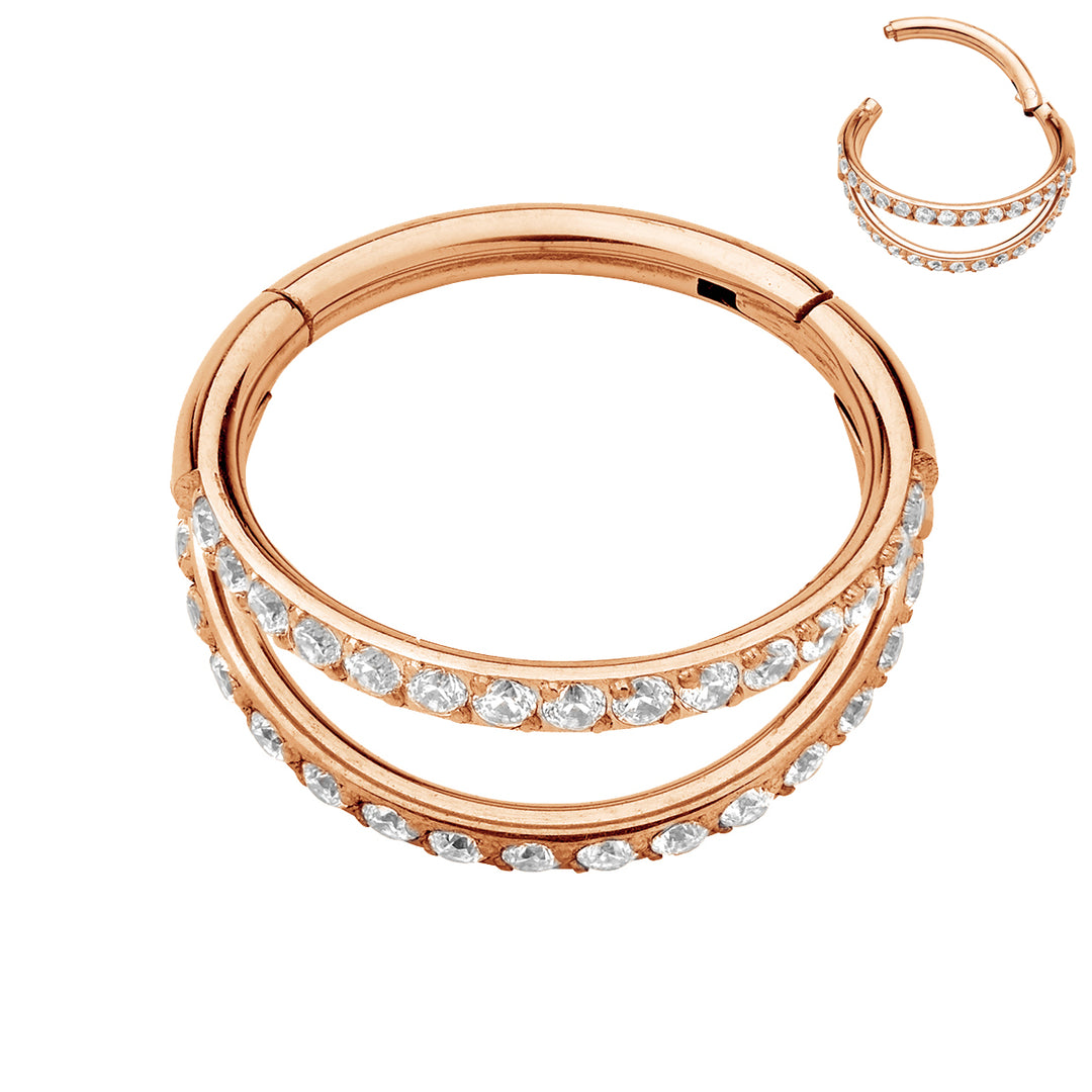 1 par de aros con segmento de bisagra de doble gema de titanio de 16 g, de 8 mm a 12 mm, para pendientes tipo dormilona