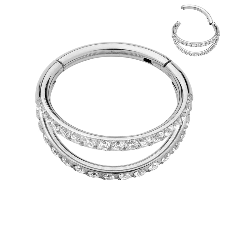 1 par de aros con segmento de bisagra de doble gema de titanio de 16 g, de 8 mm a 12 mm, para pendientes tipo dormilona