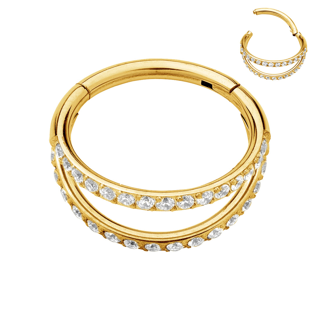 1 par de aros con segmento de bisagra de doble gema de titanio de 16 g, de 8 mm a 12 mm, para pendientes tipo dormilona