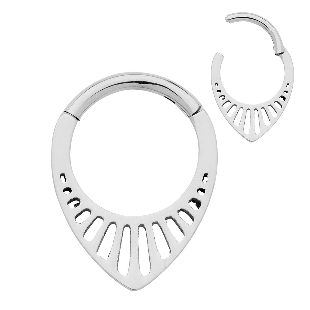 1 Paar 16G Titan gerippte Tropfen-Klapp-Creolensegmentringe Sleeper-Ohrringe