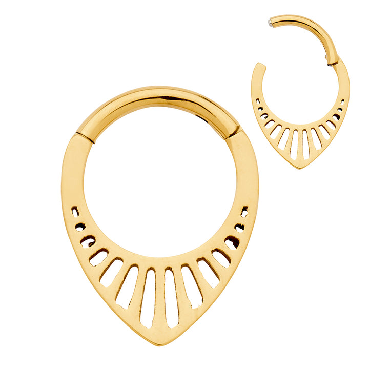 1 Paar 16G Titan gerippte Tropfen-Klapp-Creolensegmentringe Sleeper-Ohrringe