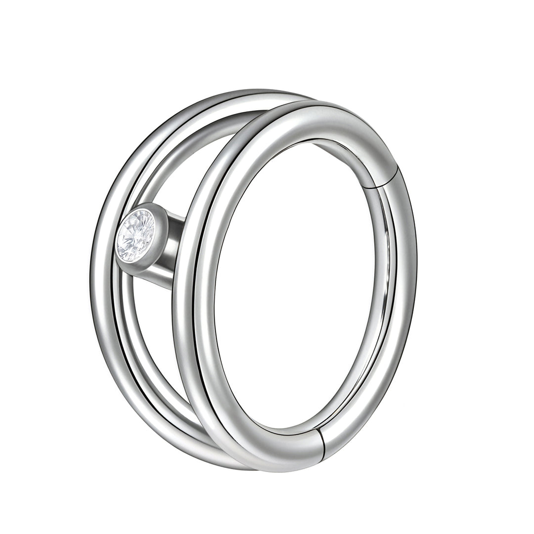 2 Pieces G23 Titanium 16G Split Ring Gem Hinged Hoop Segment Rings Sleeper Earrings 8mm -10mm