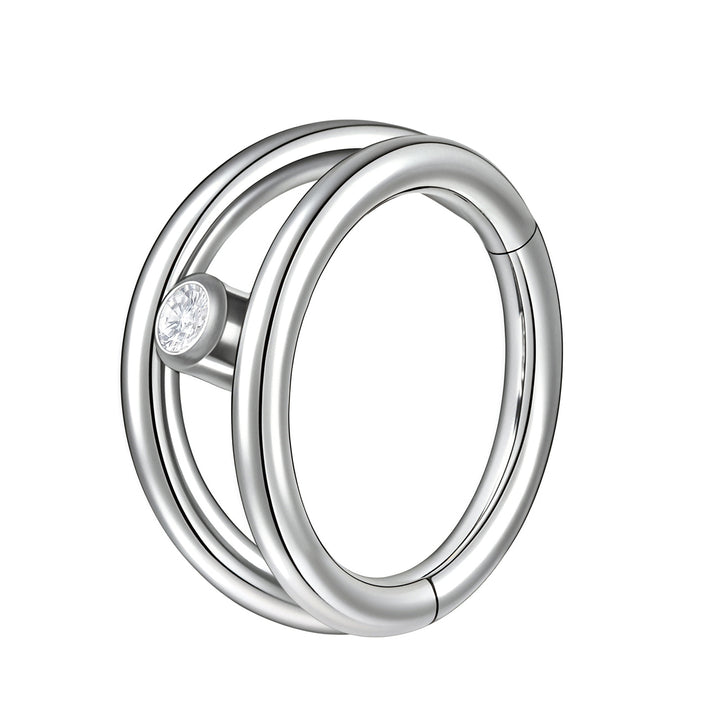 2 Pieces G23 Titanium 16G Split Ring Gem Hinged Hoop Segment Rings Sleeper Earrings 8mm -10mm