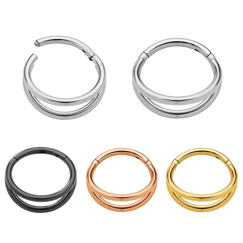 1 Pair 16G Titanium Double Hinged Hoop Segment Rings Sleeper Earrings
