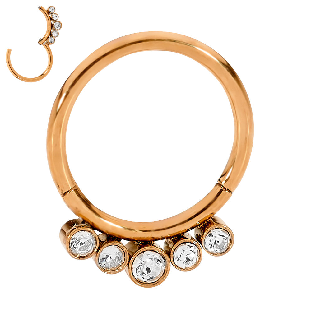 2 Pieces Surgical Steel 16G Gem Hinged Hoop Segment Rings Sleeper Earrings 8mm - 10mm