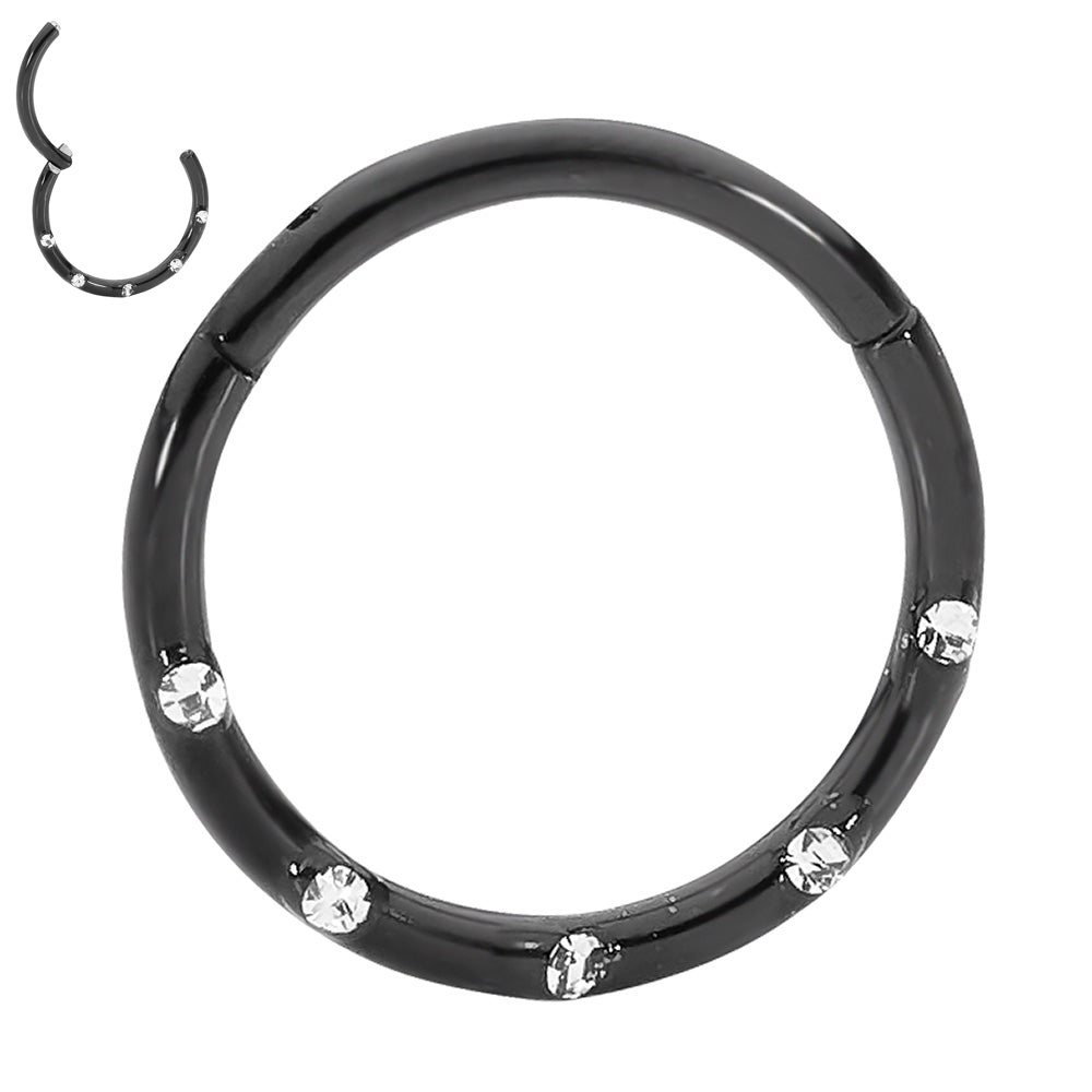316L Surgical Steel 16G Multi-Gem Front Facing Hinged Hoop Segment Rings | Sleeper Earrings | 1 Pair