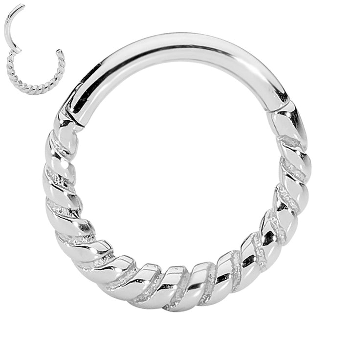 2 Pieces Surgical Steel 16G Twist Hinged Hoop Segment Rings Sleeper Earrings 8mm - 10mm