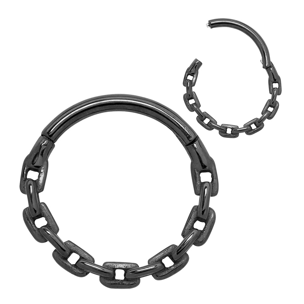 2 Pieces Surgical Steel 16G Chain Link Hinged Hoop Segment Rings Sleeper Earrings 8mm - 10mm