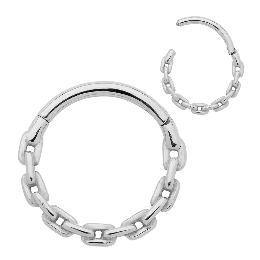 2 Pieces Surgical Steel 16G Chain Link Hinged Hoop Segment Rings Sleeper Earrings 8mm - 10mm