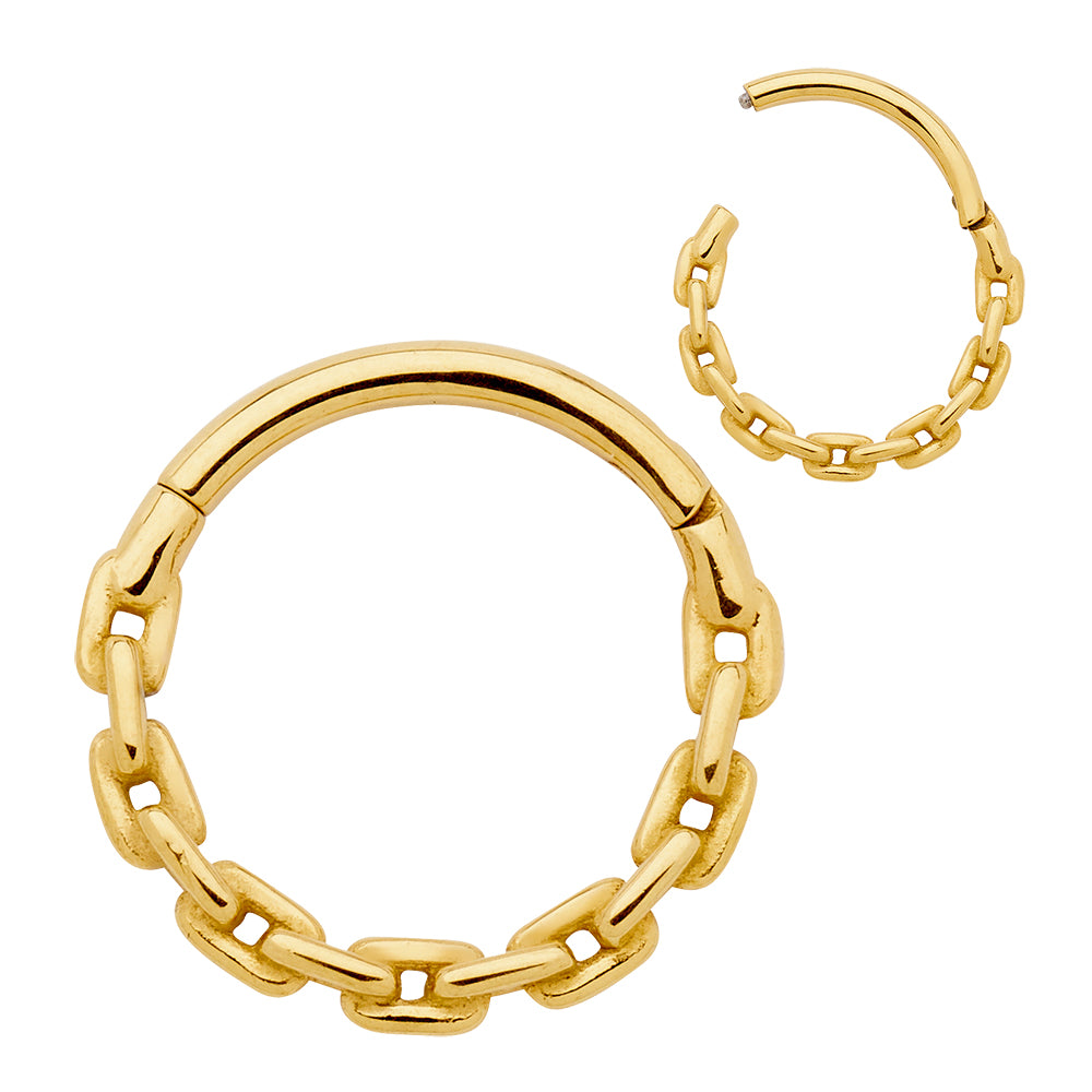 2 Pieces Surgical Steel 16G Chain Link Hinged Hoop Segment Rings Sleeper Earrings 8mm - 10mm