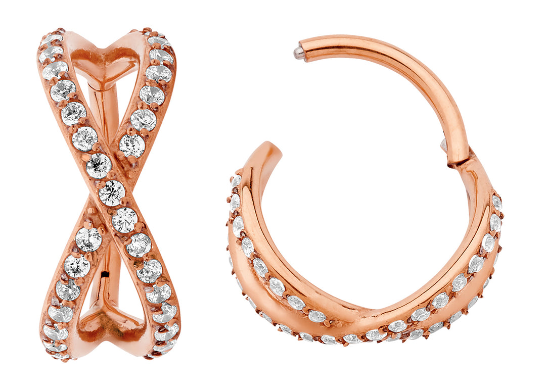 1 Paar 16G Edelstahl Doppelkreuz über Scharnier Creolen Segmentringe Sleeper Ohrringe