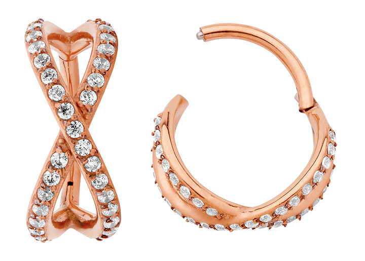 1 Paar 16G Edelstahl Doppelkreuz über Scharnier Creolen Segmentringe Sleeper Ohrringe