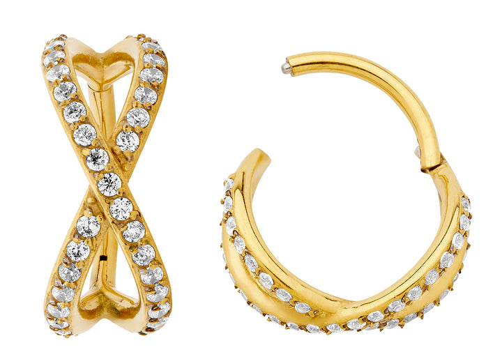 1 Paar 16G Edelstahl Doppelkreuz über Scharnier Creolen Segmentringe Sleeper Ohrringe