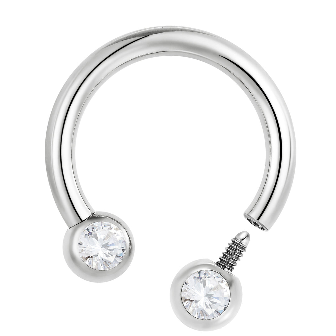 G23 Titanium Internally Threaded Cubic Zirconia Circular Barbells | Horseshoe Piercing Jewellery | 1 Pair