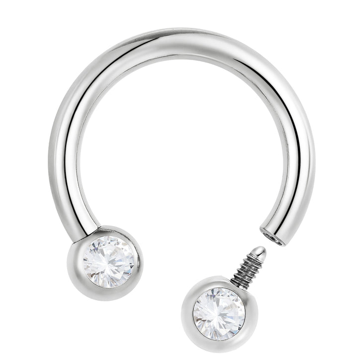G23 Titanium Internally Threaded Cubic Zirconia Circular Barbells | Horseshoe Piercing Jewellery | 1 Pair