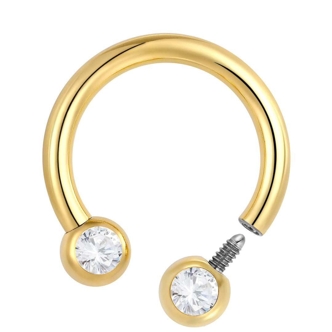 G23 Titanium Internally Threaded Cubic Zirconia Circular Barbells | Horseshoe Piercing Jewellery | 1 Pair