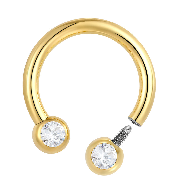 G23 Titanium Internally Threaded Cubic Zirconia Circular Barbells | Horseshoe Piercing Jewellery | 1 Pair